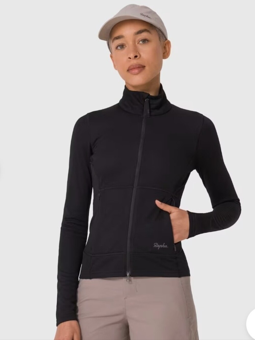 Rapha Cycling Jacket Women's Size M Black FullZip Pockets Fleece Lined
